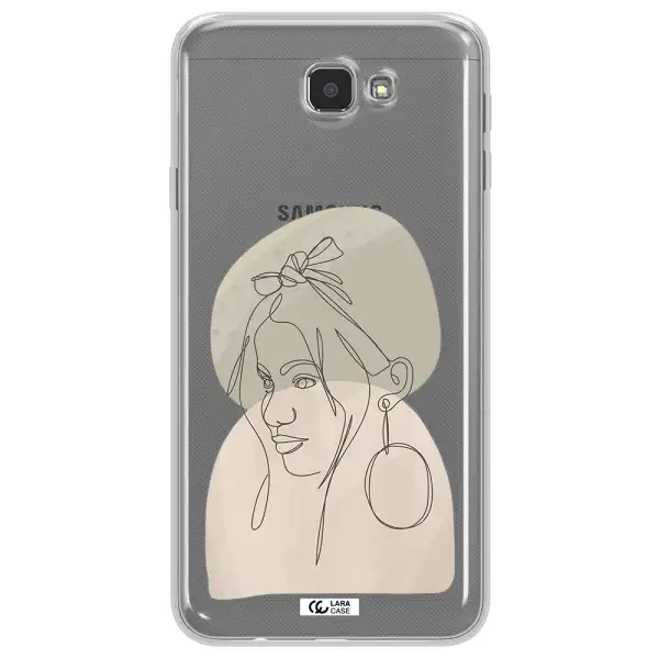 Abstract Female Face Line Art Samsung J7 Prim Clear TPU Case