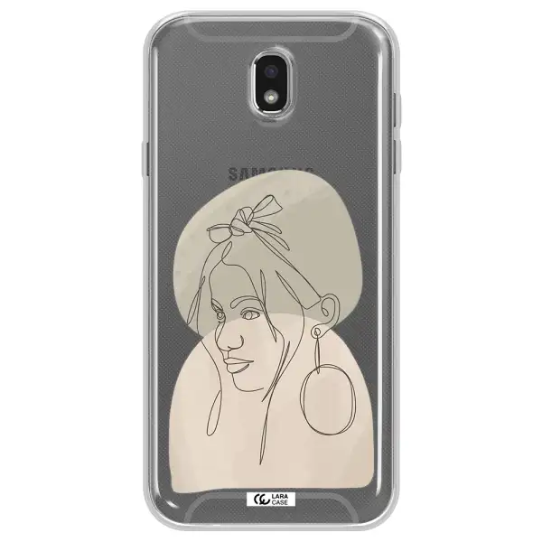 Abstract Female Face Line Art Samsung J7 Pro Clear TPU Case