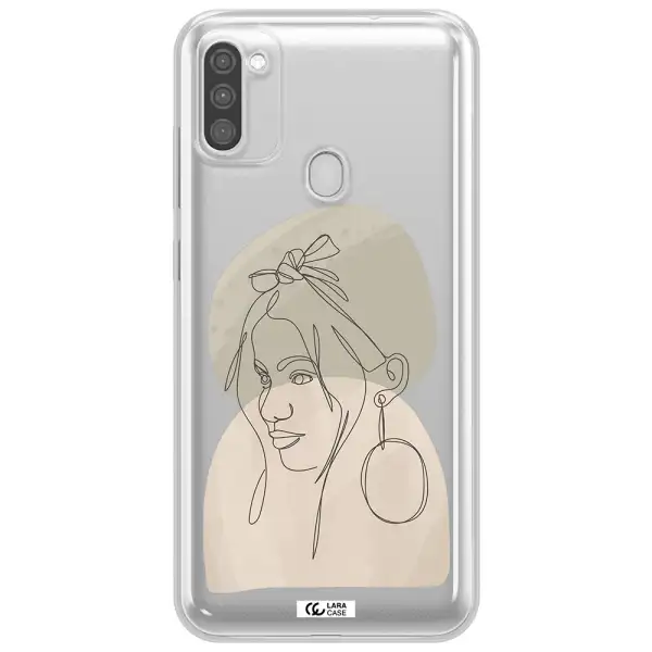 Abstract Female Face Line Art Samsung M11 Clear TPU Case