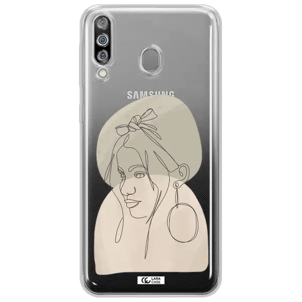 Abstract Female Face Line Art Samsung M30 Clear TPU Case