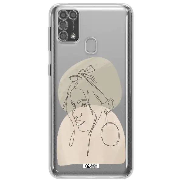 Abstract Female Face Line Art Samsung M31 Clear TPU Case