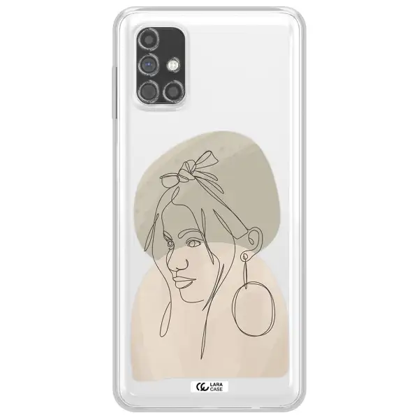 Abstract Female Face Line Art Samsung M31S Clear TPU Case