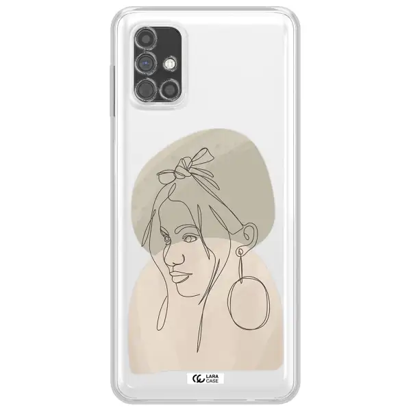 Abstract Female Face Line Art Samsung M51 Clear TPU Case