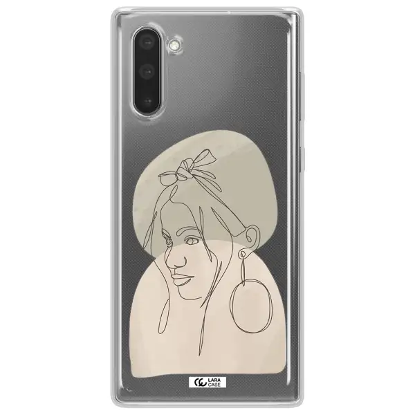 Abstract Female Face Line Art Samsung Note 10 Clear TPU Case
