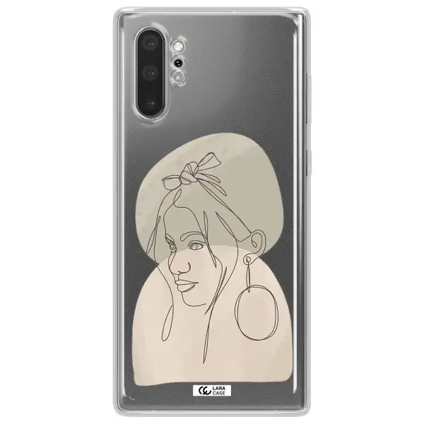 Abstract Female Face Line Art Samsung Note 10 Plus Clear TPU Case