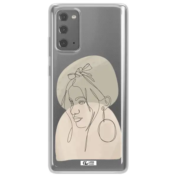 Abstract Female Face Line Art Samsung Note 20 Clear TPU Case