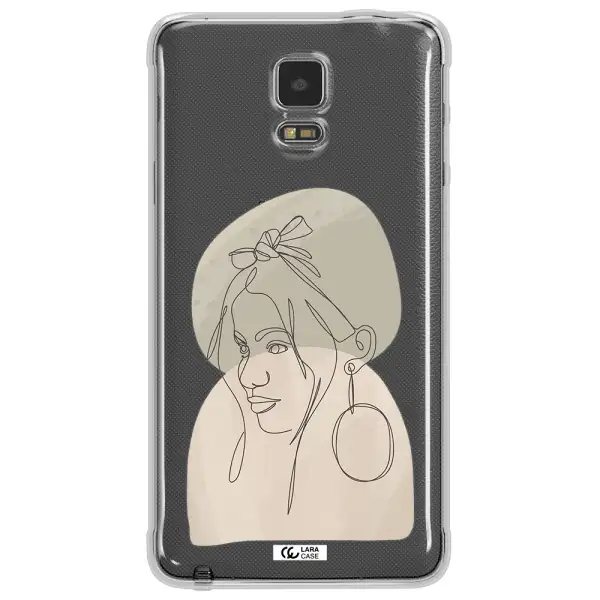 Abstract Female Face Line Art Samsung Note 4 Clear TPU Case