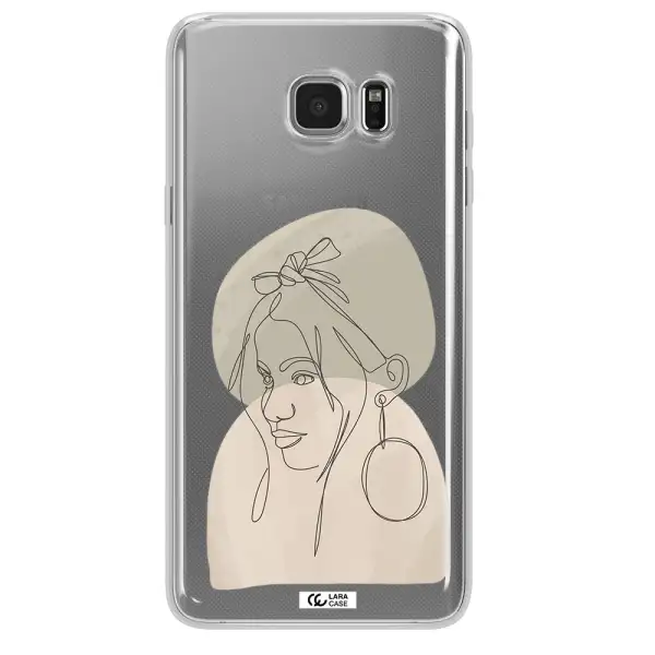 Abstract Female Face Line Art Samsung Note 5 Clear TPU Case
