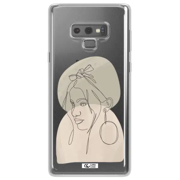 Abstract Female Face Line Art Samsung Note 9 Clear TPU Case