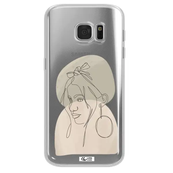 Abstract Female Face Line Art Samsung S 7 Clear TPU Case