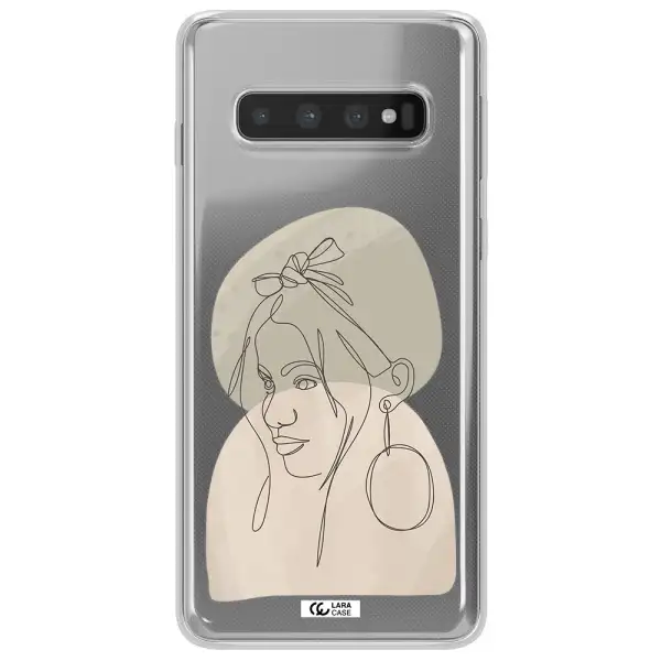 Abstract Female Face Line Art Samsung S10 Plus Clear TPU Case