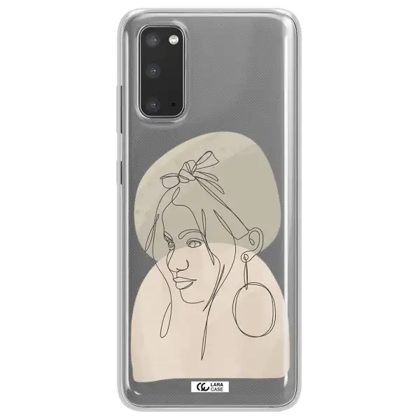 Abstract Female Face Line Art Samsung S20 Clear TPU Case