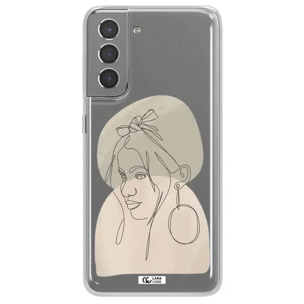 Abstract Female Face Line Art Samsung S21 Plus Clear TPU Case