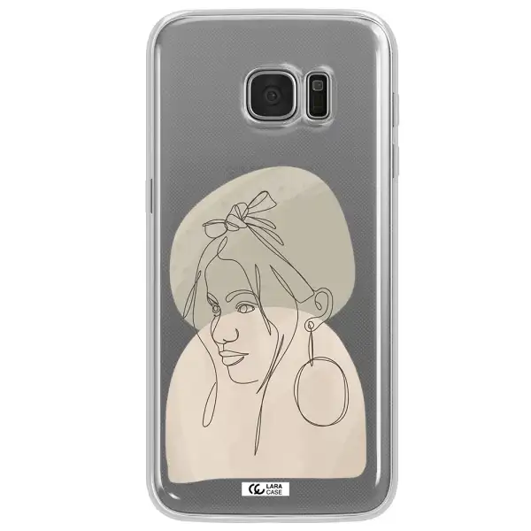 Abstract Female Face Line Art Samsung S7 Edge Clear TPU Case