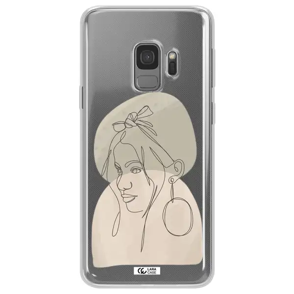 Abstract Female Face Line Art Samsung S9 Clear TPU Case