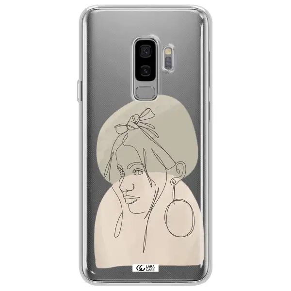 Abstract Female Face Line Art Samsung S9 Plus Clear TPU Case