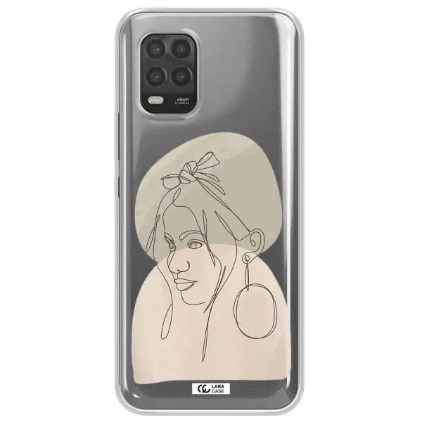 Abstract Female Face Line Art Xiaomi Mi 10 Lite Clear TPU Case