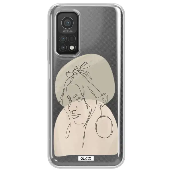 Abstract Female Face Line Art Xiaomi Mi 10T Clear TPU Case