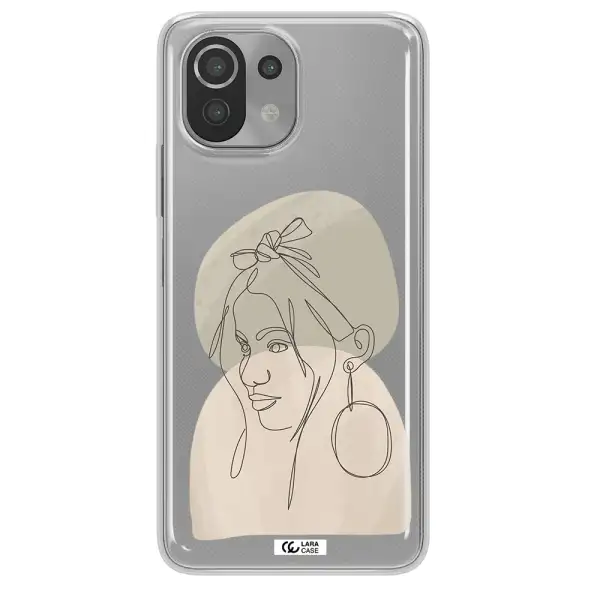 Abstract Female Face Line Art Xiaomi Mi 11 Lite Clear TPU Case