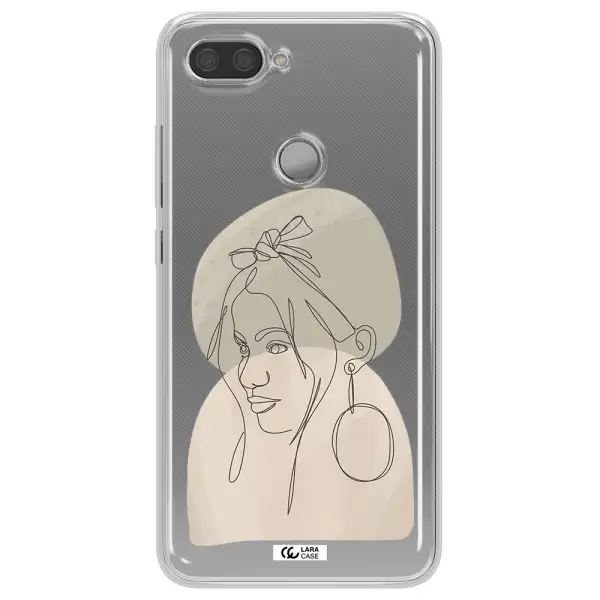 Abstract Female Face Line Art Xiaomi Mi 8 Lite Clear TPU Case