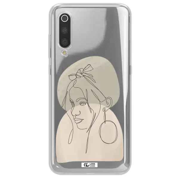 Abstract Female Face Line Art Xiaomi Mi 9 Clear TPU Case