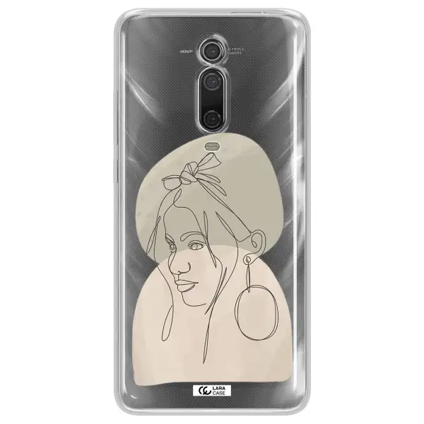 Abstract Female Face Line Art Xiaomi Mi 9T Clear TPU Case