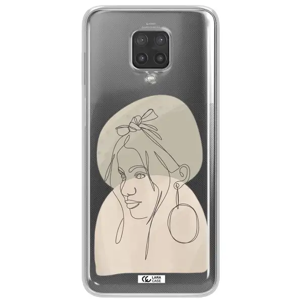 Abstract Female Face Line Art Xiaomi Note 9 Pro Clear TPU Case