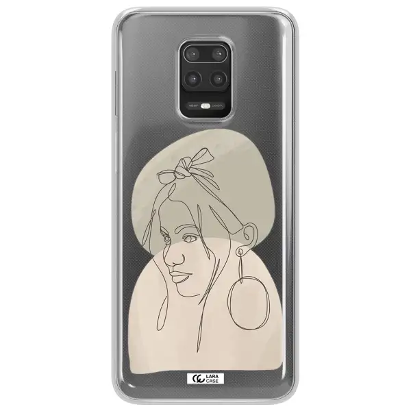 Abstract Female Face Line Art Xiaomi Note 9S Clear TPU Case