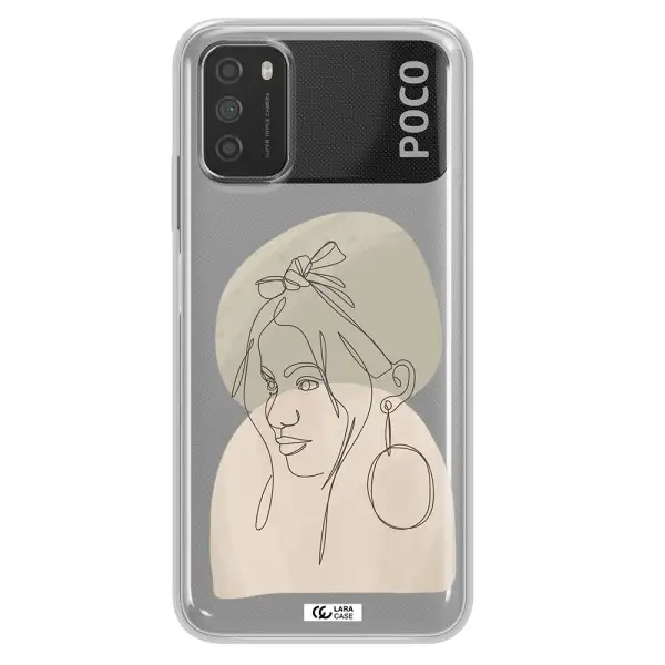Abstract Female Face Line Art Xiaomi Poco M3 Clear TPU Case