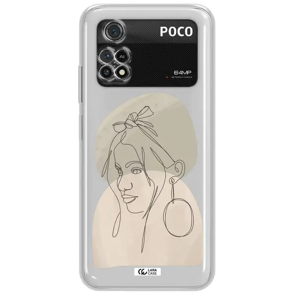 Abstract Female Face Line Art Xiaomi Poco M4 Pro 4G Clear Tpu Case