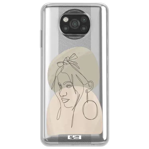 Abstract Female Face Line Art Xiaomi Poco X3 Clear TPU Case