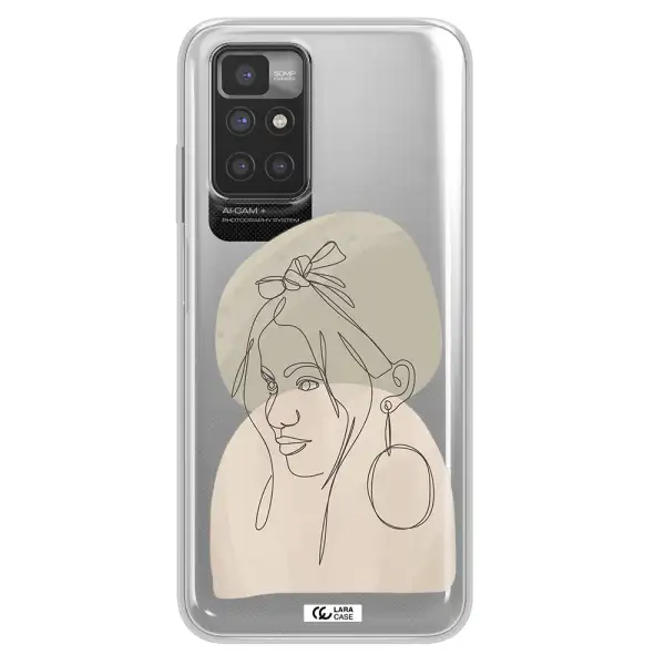 Abstract Female Face Line Art Xiaomi Redmi 10 Clear TPU Case