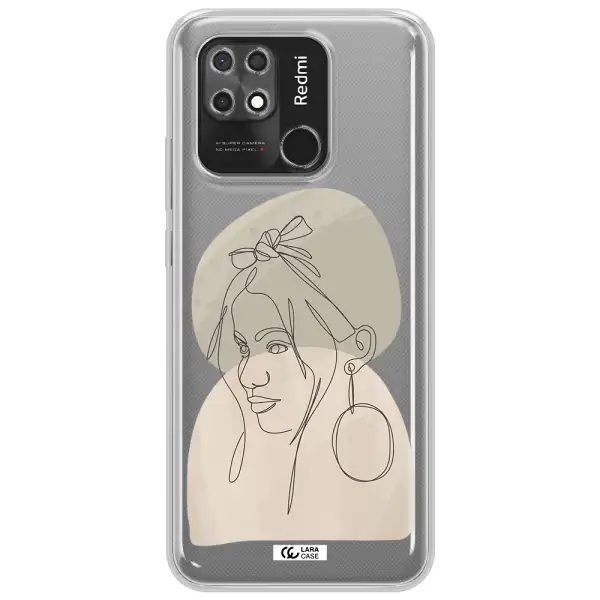 Abstract Female Face Line Art Xiaomi Redmi 10C Clear TPU Case