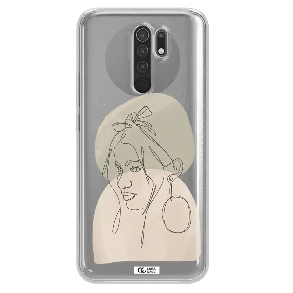 Abstract Female Face Line Art Xiaomi Redmi 9 Clear TPU Case