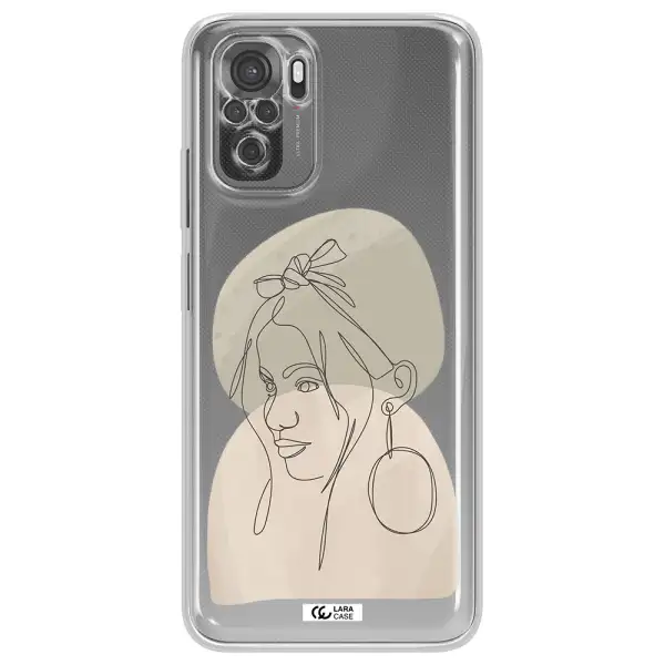 Abstract Female Face Line Art Xiaomi Redmi Note 10S Clear Tpu Case