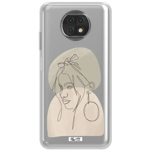 Abstract Female Face Line Art Xiaomi Redmi Note 9T Clear Tpu Case