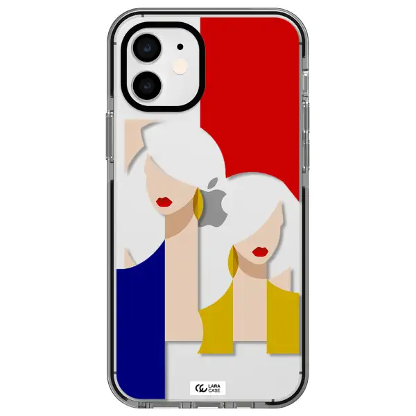 Abstract Two Female Portrait Apple iPhone 11 impact black border Case