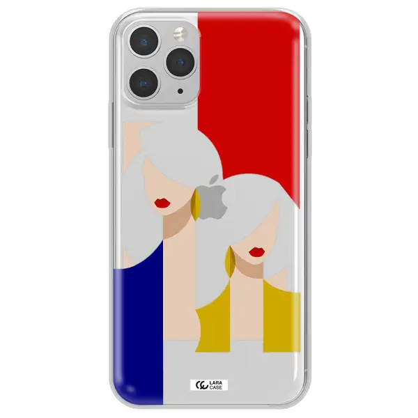 Abstract Two Female Portrait Apple iPhone 11 pro Clear TPU Case
