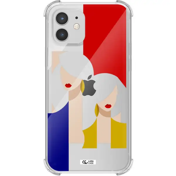 Abstract Two Female Portrait Apple iPhone 12 Clear PC Case