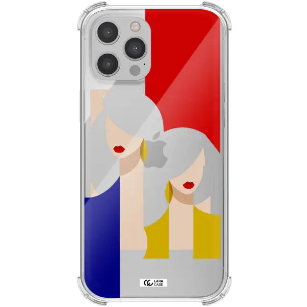 Abstract Two Female Portrait Apple iPhone 12 pro Clear PC Case