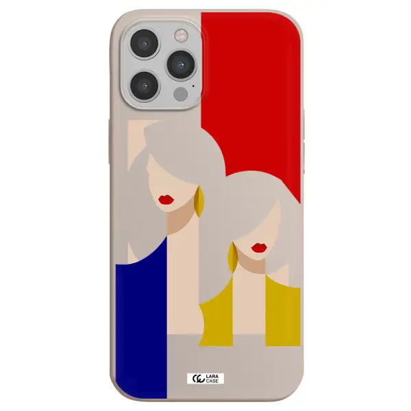 Abstract Two Female Portrait Apple iPhone 12 pro max Silicone Stone Case