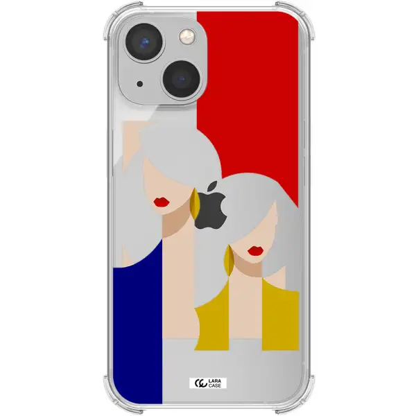 Abstract Two Female Portrait Apple iPhone 13 Clear PC Case