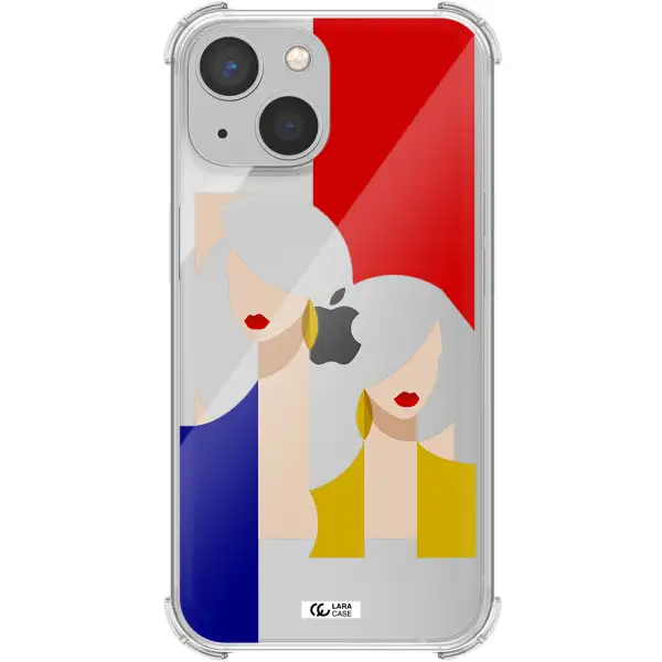 Abstract Two Female Portrait Apple iPhone 13 mini Clear PC Case