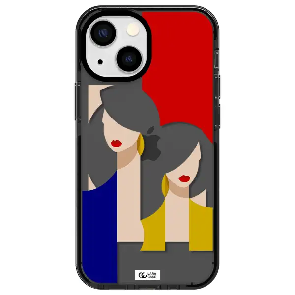 Abstract Two Female Portrait Apple iPhone 13 mini impact Smoke Black Case