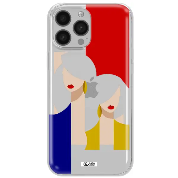Abstract Two Female Portrait Apple iPhone 13 Pro Max Clear TPU Case