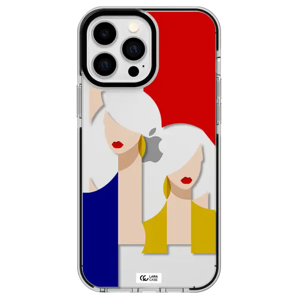Abstract Two Female Portrait Apple iPhone 13 Pro Max impact black border Case