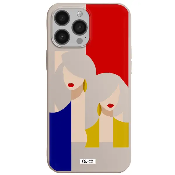 Abstract Two Female Portrait Apple iPhone 13 Pro Max Silicone Stone Case