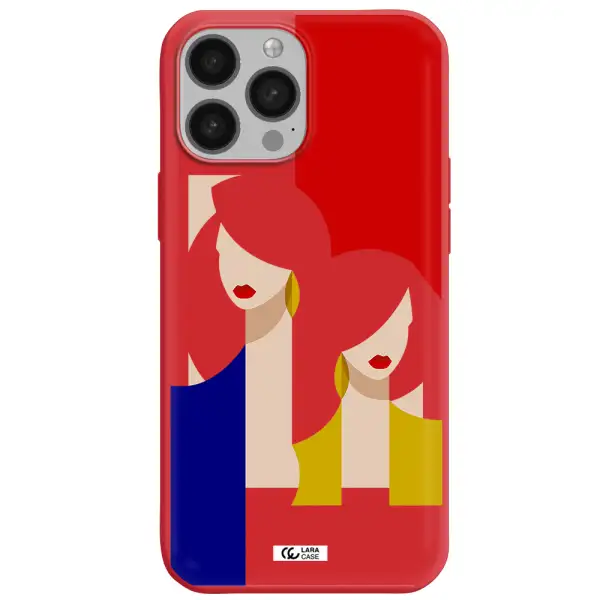 Abstract Two Female Portrait Apple iPhone 13 Pro Silicone Imperial Red Case