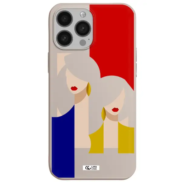 Abstract Two Female Portrait Apple iPhone 13 Pro Silicone Stone Case