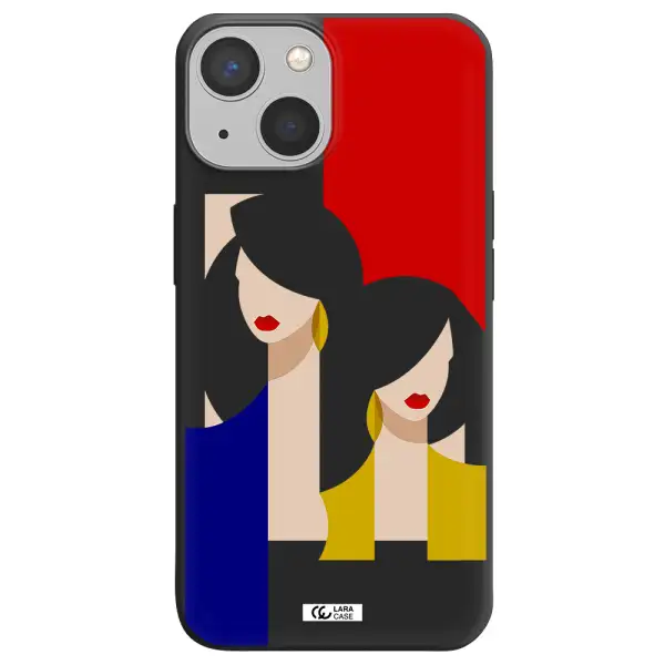 Abstract Two Female Portrait Apple iPhone 13 Silicone black Case